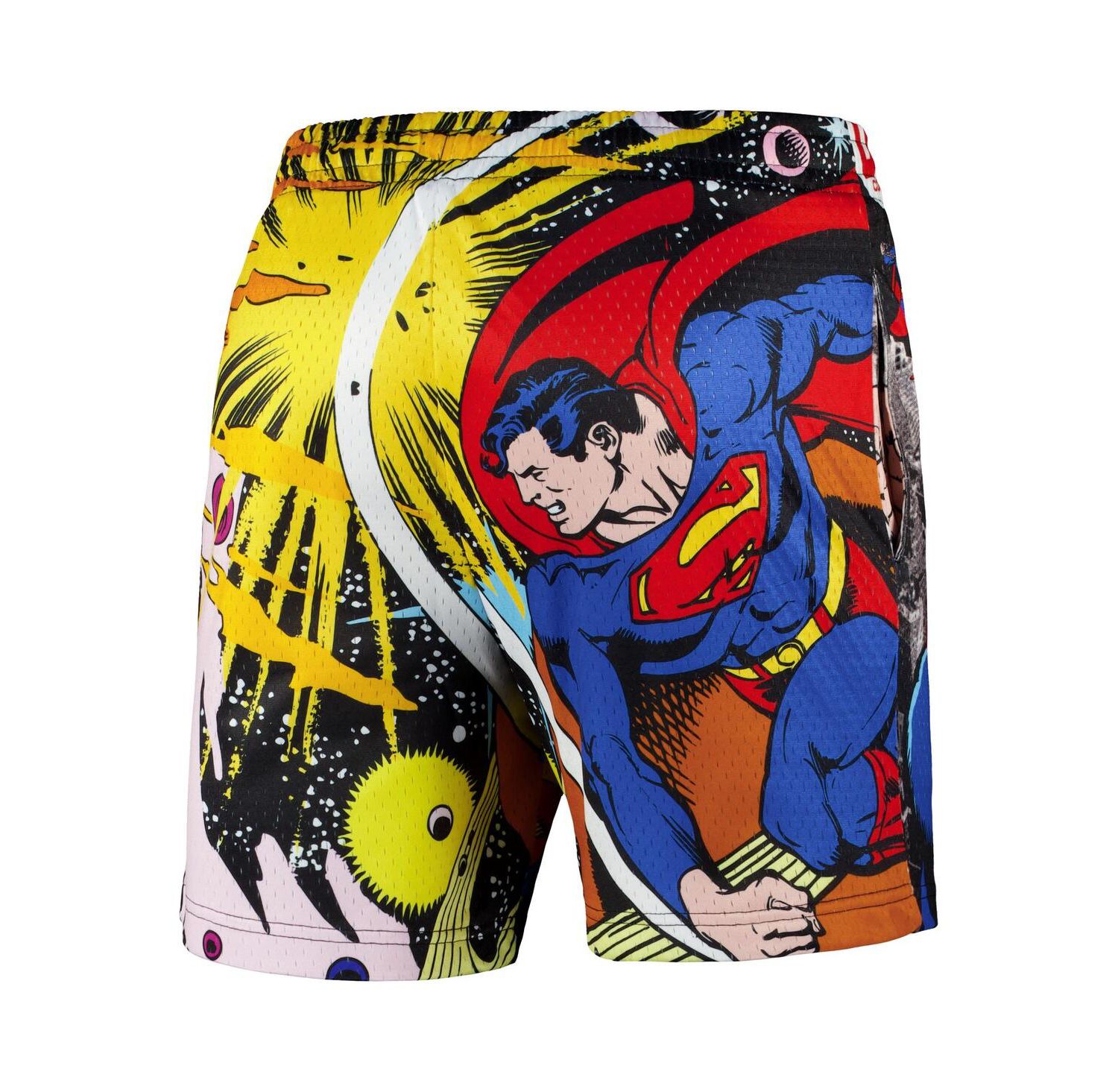 Men's Black Superman Big Print Mesh Shorts