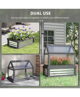 Raised Garden Bed with Wooden Cold Frame, 35.5" x 22.5" x 38.25"