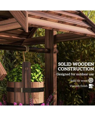 Wishing Well Planter with Bucket, Wooden Wishing Well,