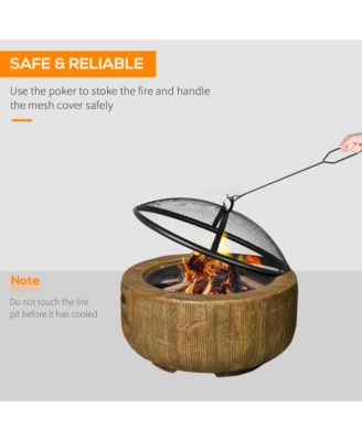 Fire Pit with Spark Screen and Poker, 24" Wood-burning Bowl,