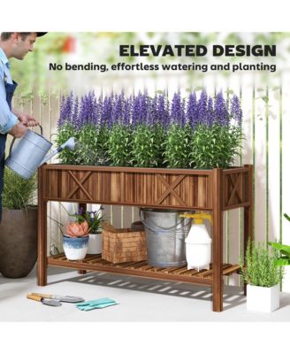 Elevated Wood Garden Bed, 47 x 22 x 31.5in Flower Box,