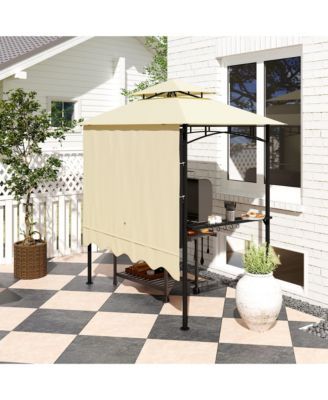 8' x 5' Grill Gazebo, 2-Tier Outdoor BBQ Gazebo, Dark