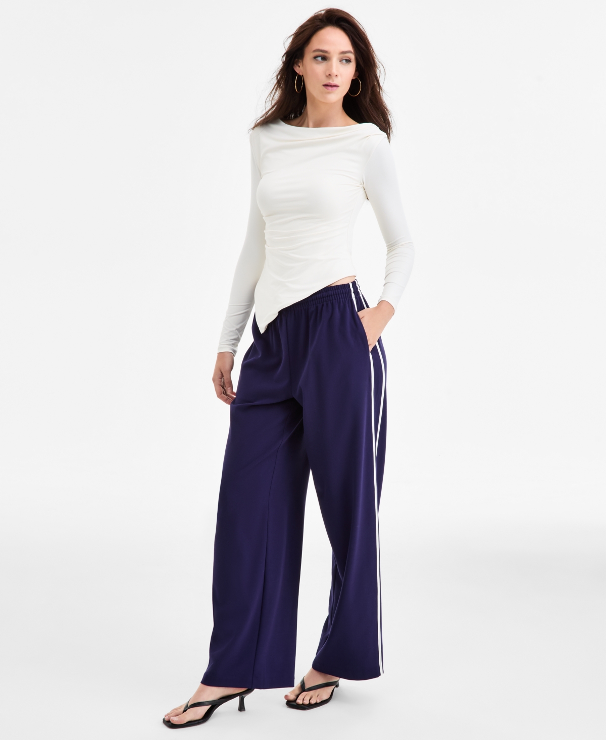 Bar Iii Women's Asymmetrical-hem Boatneck Top, Macy's Exclusive In White