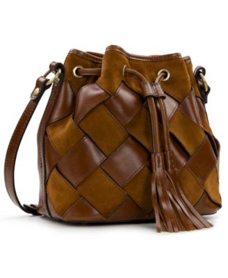 Bellona Small Leather Weave Drawstring Bag