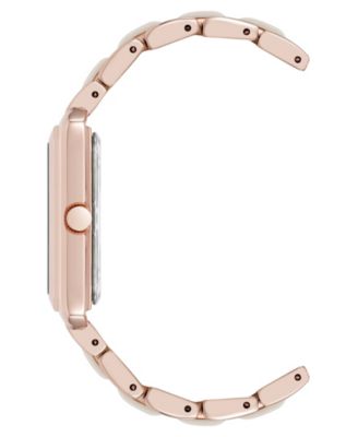 Women's Quartz Casual Rectangular Rose Gold-Tone Metal Alloy Bracelet Watch, 26mm