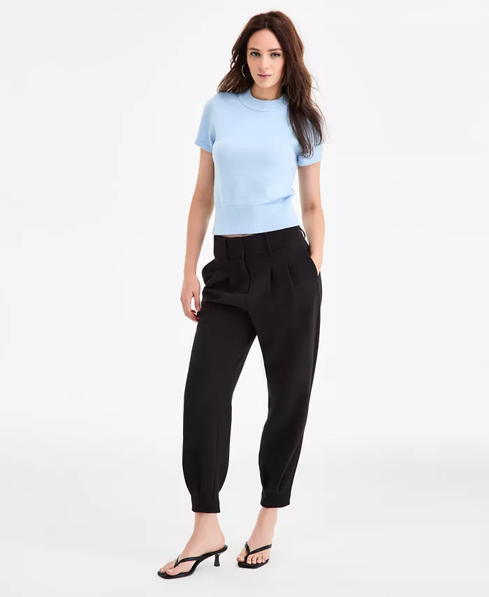 Women's Short-Sleeve Mock Neck Sweater - thumbnail 3
