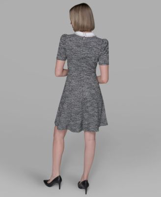 Women's Collared Tweed A-Line Dress