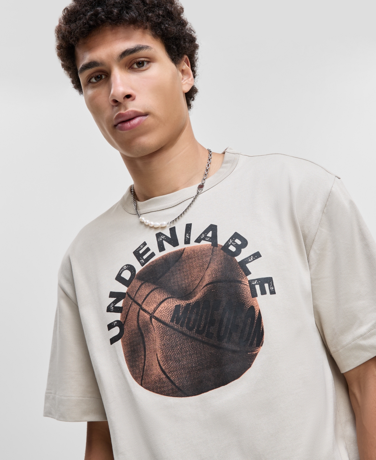 Mode Of One Men's Relaxed-fit Undeniable Basketball Graphic T-shirt, Macy's Exclusive In Neutral