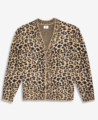 Men's Leopard-Print V-Neck Cardigan, Macy's Exclusive