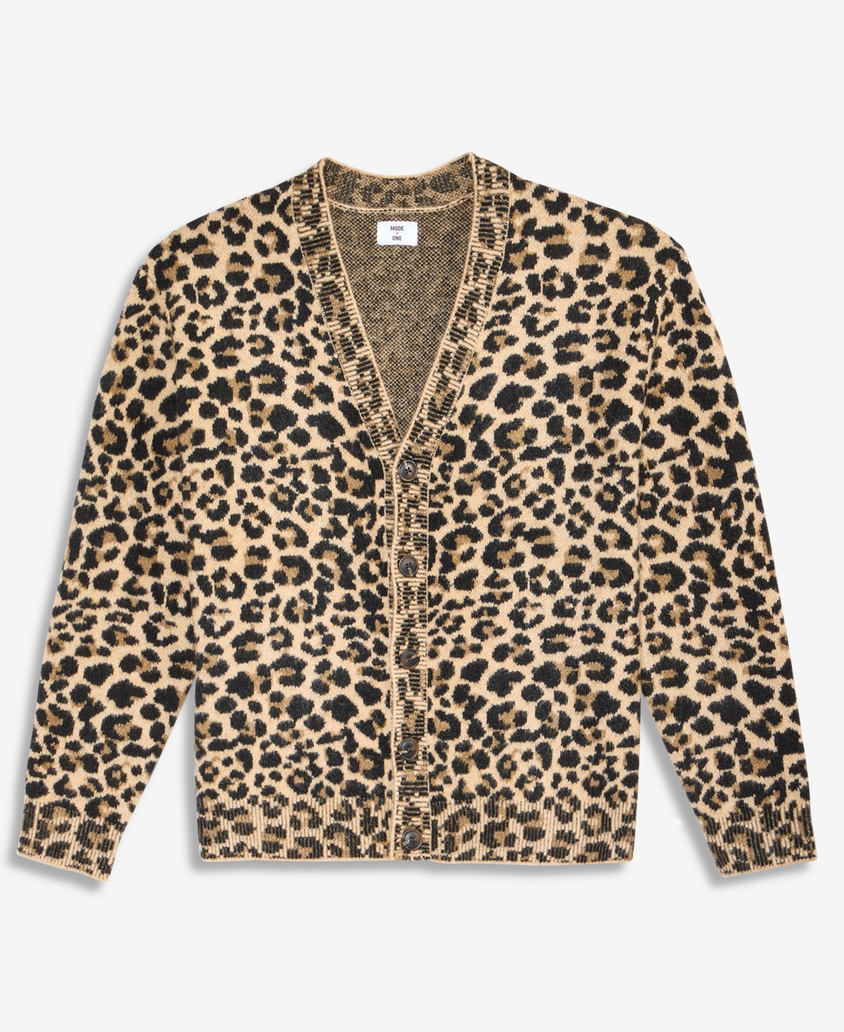 Mode Of One Men's Leopard-print V-neck Cardigan, Macy's Exclusive In Animal Print