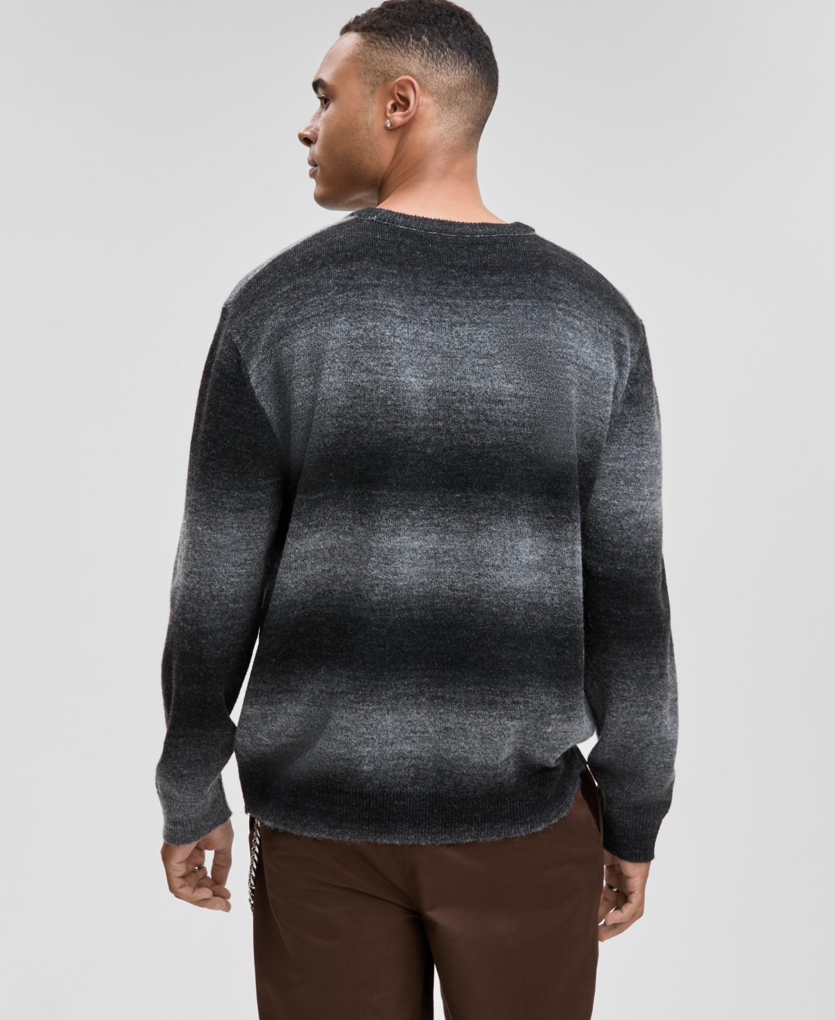 Mode Of One Men's Relaxed-fit Ombre Crewneck Sweater, Macy's Exclusive In Black