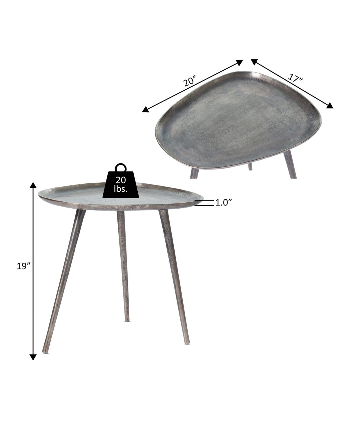 Convenience Concepts 19" Bali Metal End Table In Silver