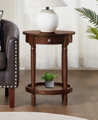 18" Wood French Country Manor No Tools Round End Table