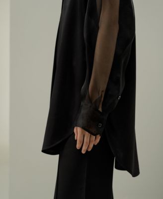 Women's Silk Blouse with Organza Sleeves