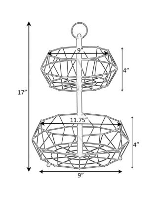 2 Tier Free Standing Countertop Fruit Basket for Kitchen | Detachable Carbon Steel Stable Fruit Storage Organizer for Breads, Snacks, and Vegetable, Black