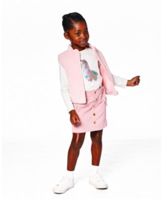 Girl Corduroy Puffy Sleeveless Vest Dusty Pink - Child