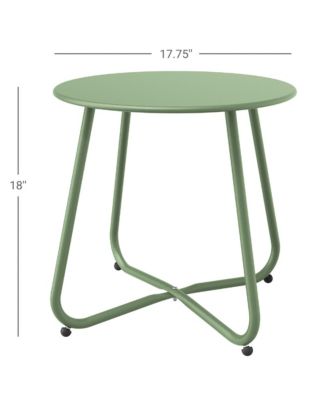 18" Galvanized Patio Steel Side Table,Powder-Coated, UV/Rust-Proof,W/ Adjustable Foot Pads
