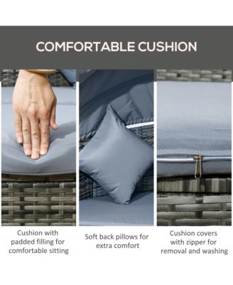 Rat Patio Furniture Set with Chairs Table 4 Piece, Light