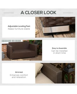 Wicker Loveseat, Patio Furniture Couch, Padded Outdoor Sofa,