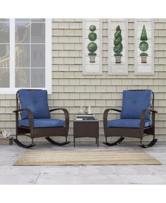 Patio Furniture Set, Rocking Chairs w/ Table, Cushion