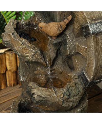 2-in-1 Outdoor Water Fountain with Birdhouse, Outdoor Waterfall