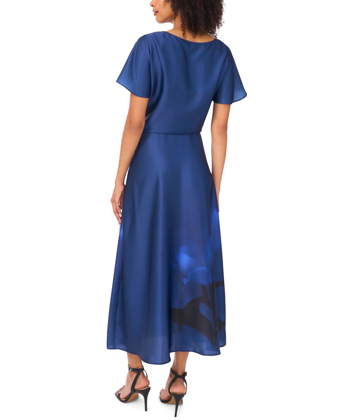 Vince Camuto Women's Placement-print Pull-on Midi Skirt In Blue