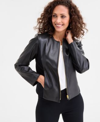 JM Collection - Women's Faux-Leather Jacket