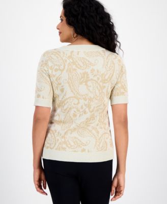Women's Shine Jacquard Paisley Sweater, Macy's Exclusive