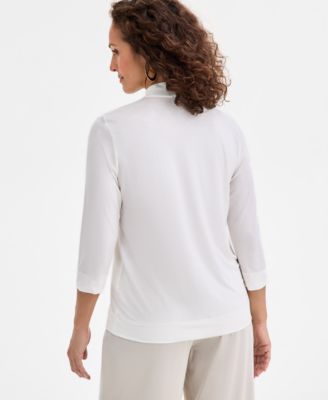 Women's Mock-Neck 3/4-Sleeve Top, Macy's Exclusive