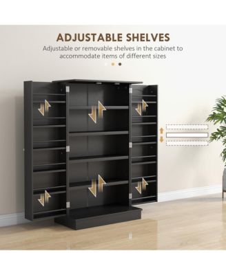 Kitchen Pantry Storage Cabinet w/ 5-tier Shelving, 12 Spice Racks