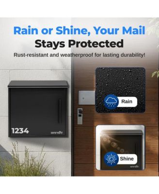 Outdoor Wall Mount Locking Mailbox Apartment Letter Organizer, Includes 2 Keys (Black)