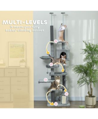 89"-100" Floor to Ceiling Cat Tree with Cat Perch & Condo,