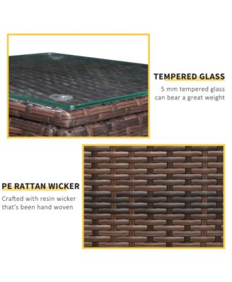 Wicker Bistro Patio Set, 2 Porch Chairs & Glass Table,