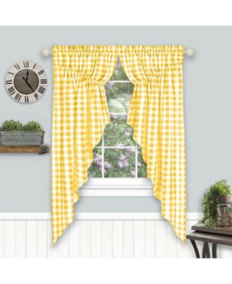 Farmhouse Plaid Gingham Check Swag Valance Curtain Panel Pair - 72 in. W x 63 in. L