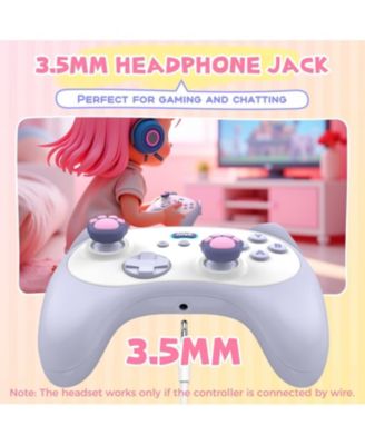 Wireless Controller with Charging Dock – Multi-Platform Gamepad for PC, Switch, Android, iOS, Turbo, Macro, 6-Axis Motion, Rumble, for Small Hands