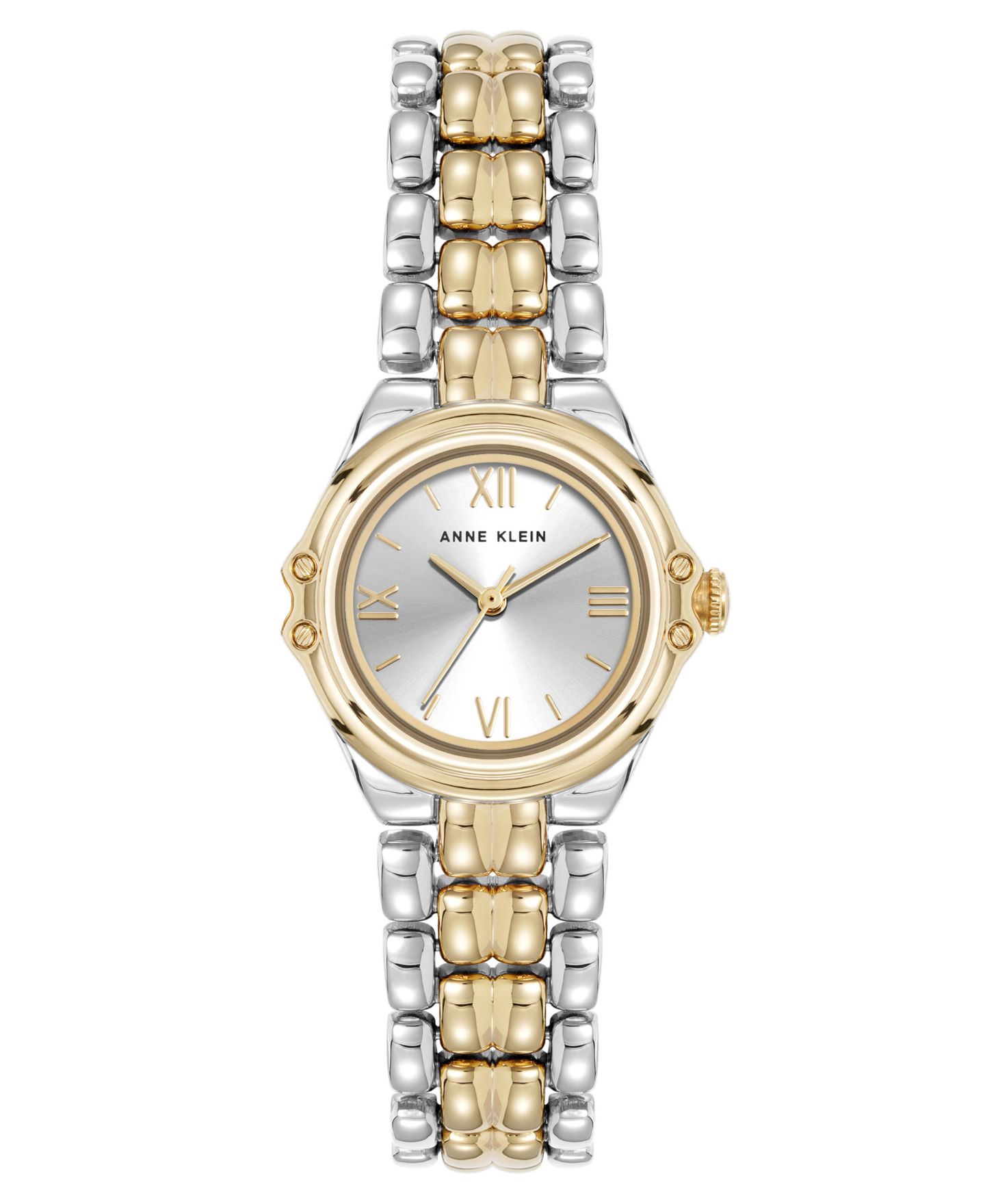 Женские часы Anne Klein Quartz Round Capital Two-Tone Metal Alloy Bracelet Watch, 28mm — фото 1