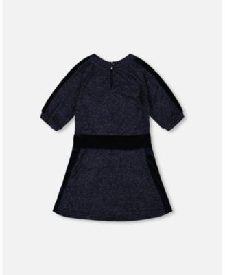 Girl 3/4 Sleeve Lurex Dress Navy Blue - Toddler|Child