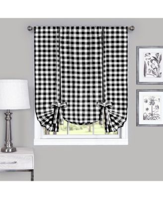 Complete 6 Piece Country Chic Plaid Window Curtain Treatment Set - 58 in. W x 84 in. L