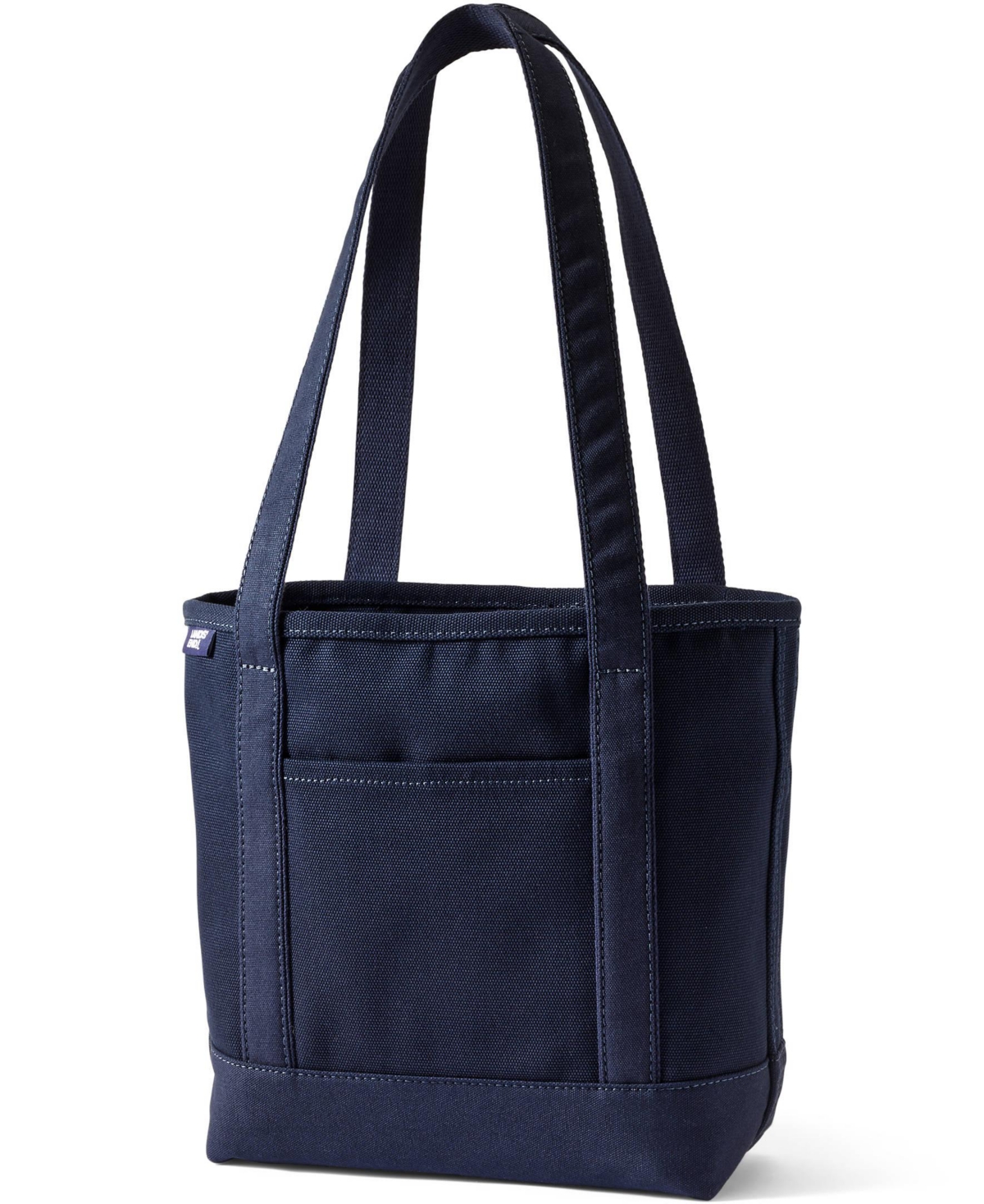Medium Solid Color 5 Pocket Open Top Long Handle Canvas Tote Bag - Radiant navy