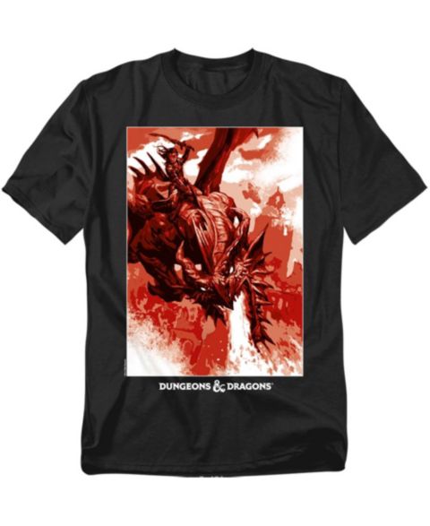 Мужская футболка D&D Dungeons Dragons Dragon Rider Fire Blast, цвет: Чёрный