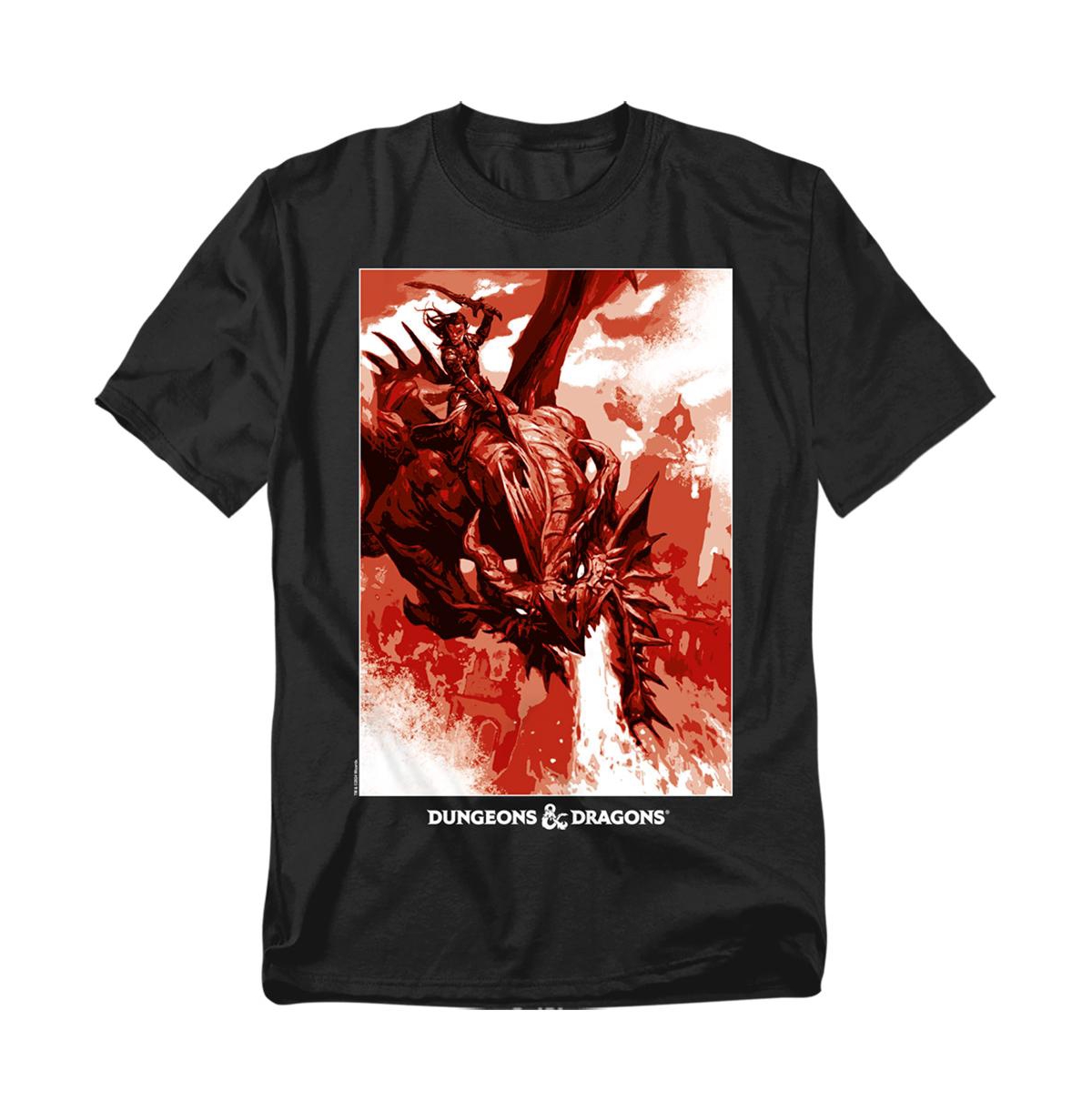 Big & Tall Dungeons Dragons Dragon Rider Fire Blast T-Shirt - Black