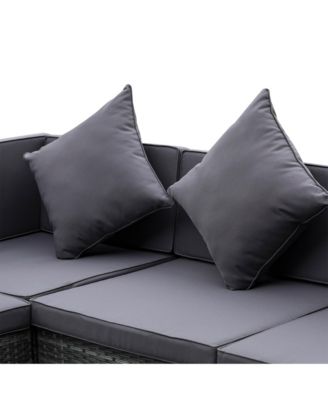 7-Piece PE Rat Sectional Sofa Set with Table,