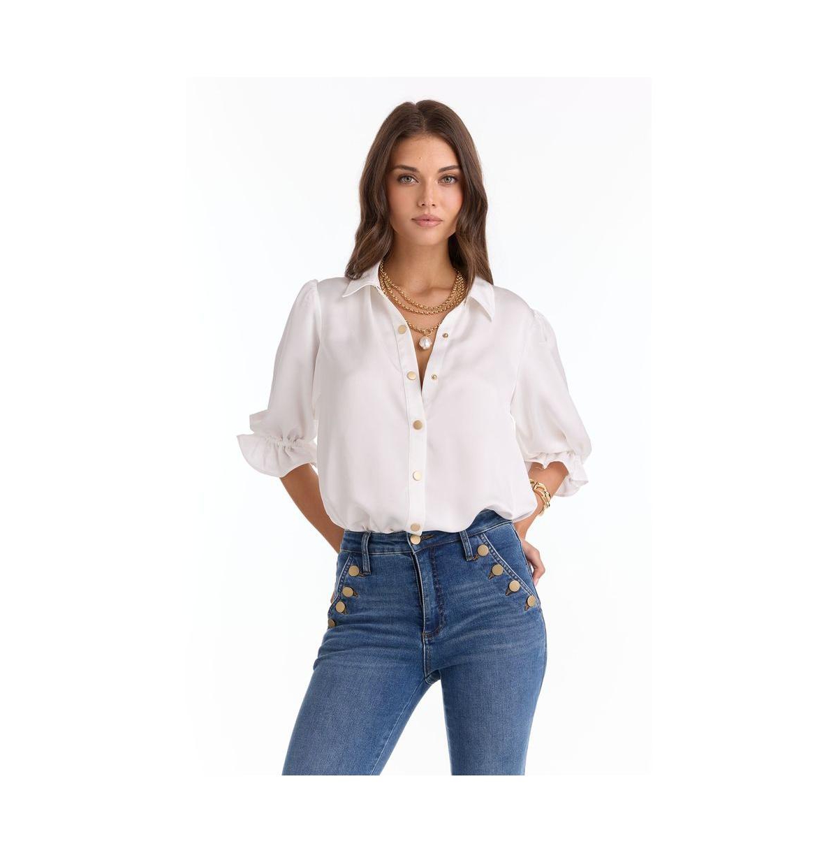 Women's Monroe Silky Bodysuit - White - Black