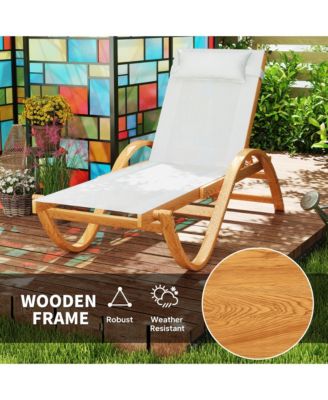 Larch Wood Lounge Chair, 4-Level Adjustable ning Chair,