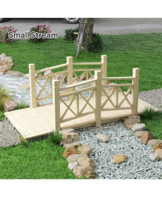 5 ft. Wood Garden Bridge with Safety Handrails Backyard Bridge,