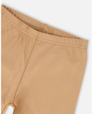 Big Girls Stretch Shiny Leggings Golden Beige