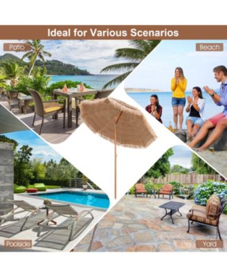 7.2 Feet Patio Thatched Tiki Umbrella Hawaiian Hula Beach Umbrella