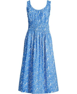 Women's Sleeveless Poplin Smocked Midi Dress