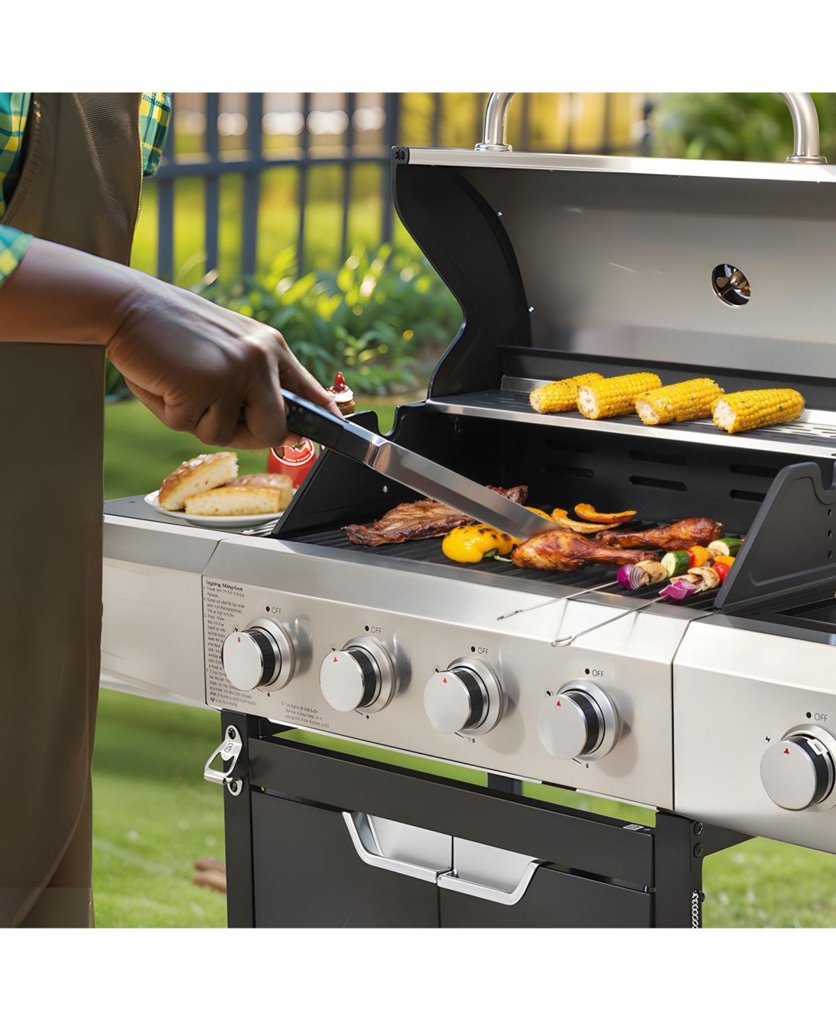 Streamdale Furniture Propane 4-Burner Gas Grill with Side Burner