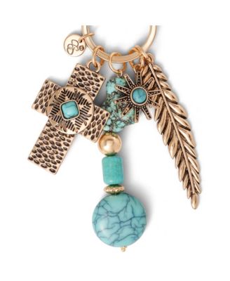 Turquoise Bead Keychain with Charms